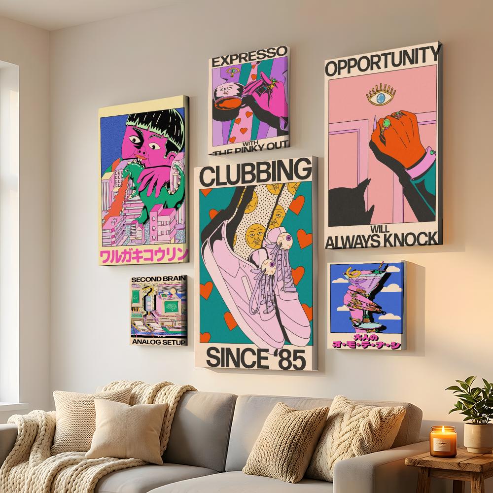 Home Decor Y2K - Pintura de parede emoldurada estilo Japandi