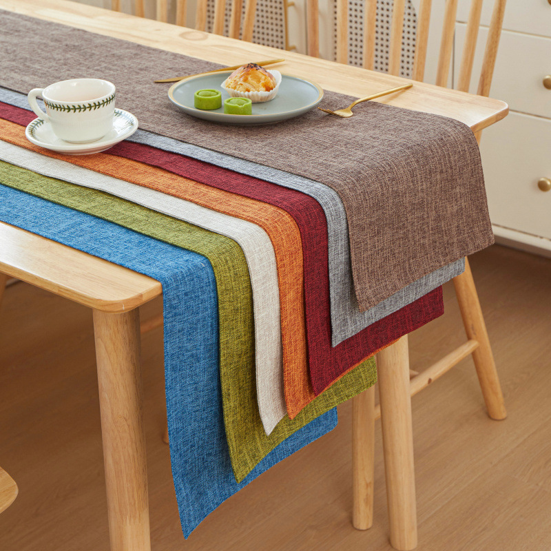 Linen Table Runner - Novo linho grosso cor sólida luz