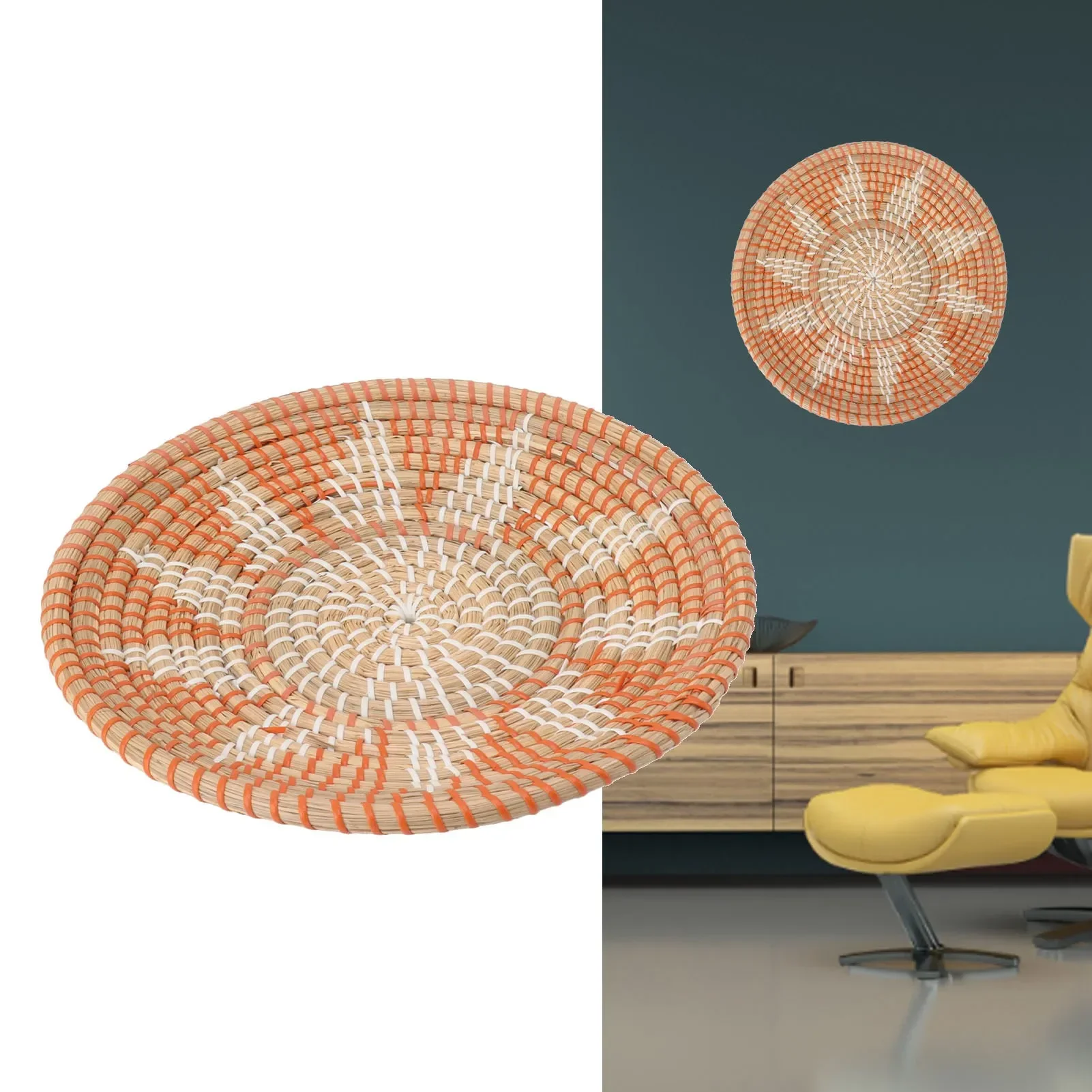 Rattan Plant Basket - Ornamentos de parede de grama redonda,