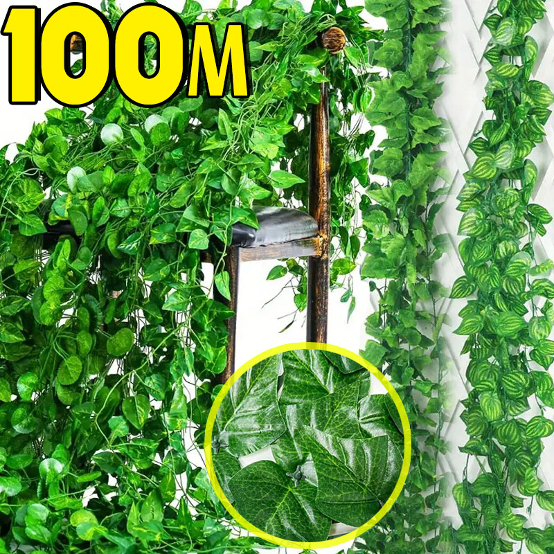 Rattan Plant Basket - 100/2m artificial verde hera videira guirlanda