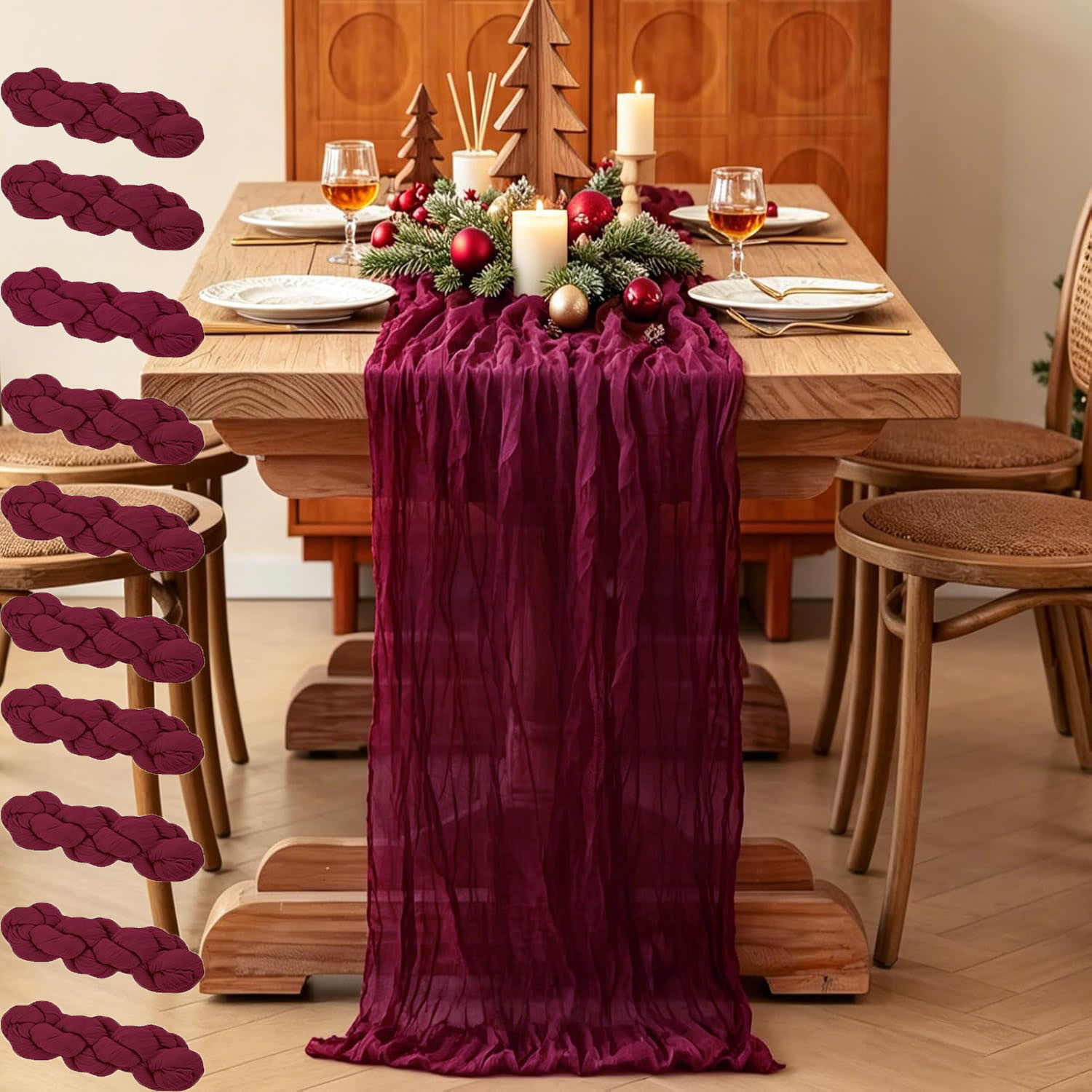 Linen Table Runner - 10 Peças de Caminho de Mesa