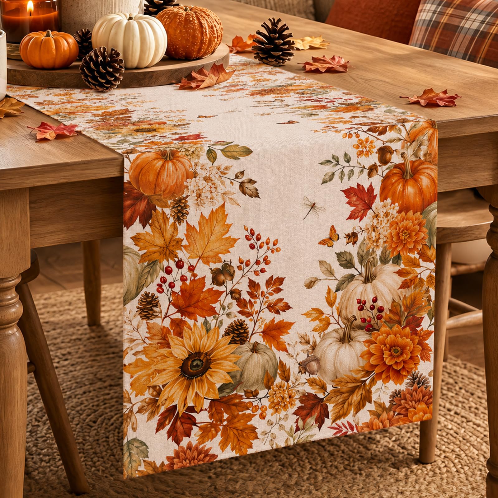 Linen Table Runner - Caminho de Mesa com Estampa de
