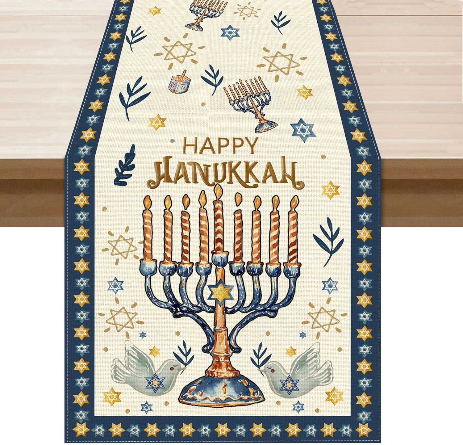 Feliz hanukkah chanukah menora - Linen Table Runner avaliação e preço