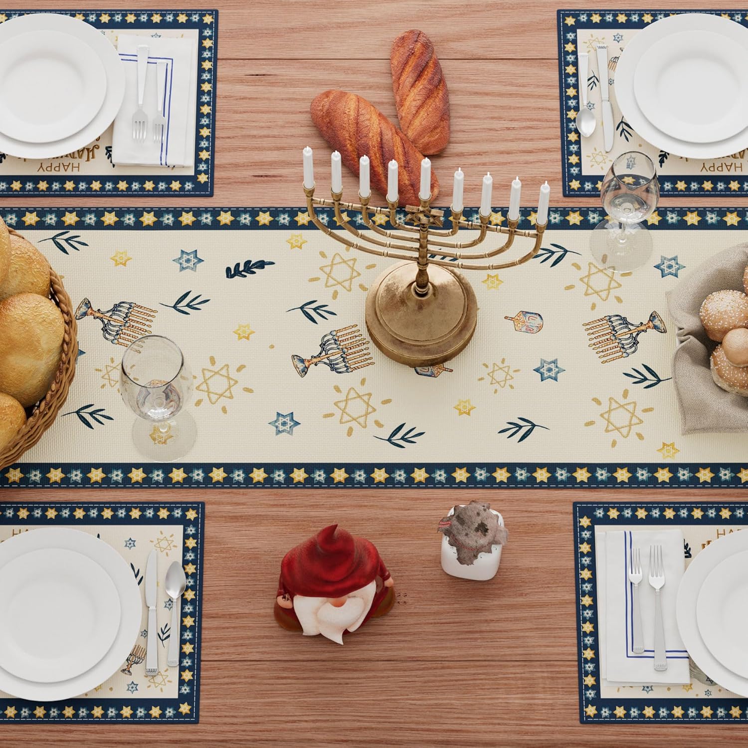 Feliz hanukkah chanukah menora - Linen Table Runner avaliação e preço