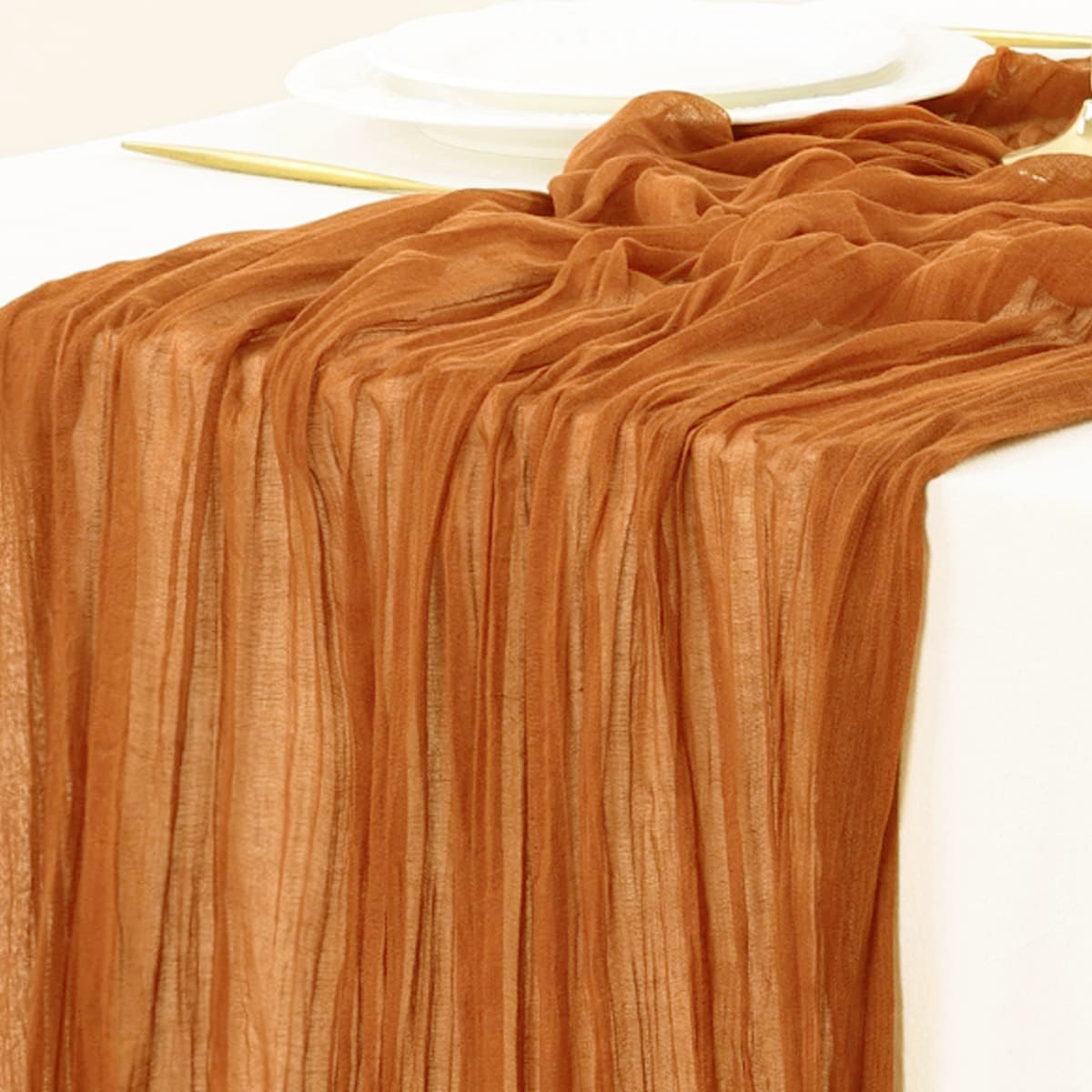 Corredor de mesa vermelho gaze - Linen Table Runner avaliação e preço