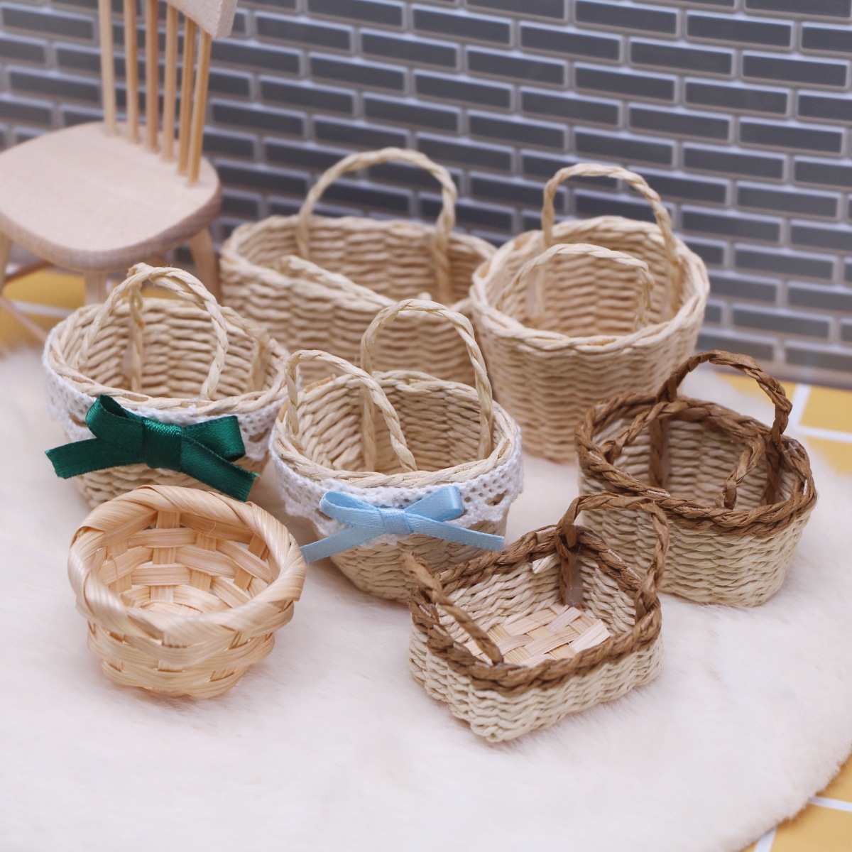 1pc casa de bonecas tecido à m - Rattan Plant Basket avaliação e preço