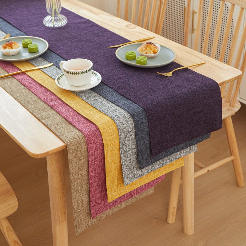 Novo linho grosso cor sólida l - Linen Table Runner avaliação e preço