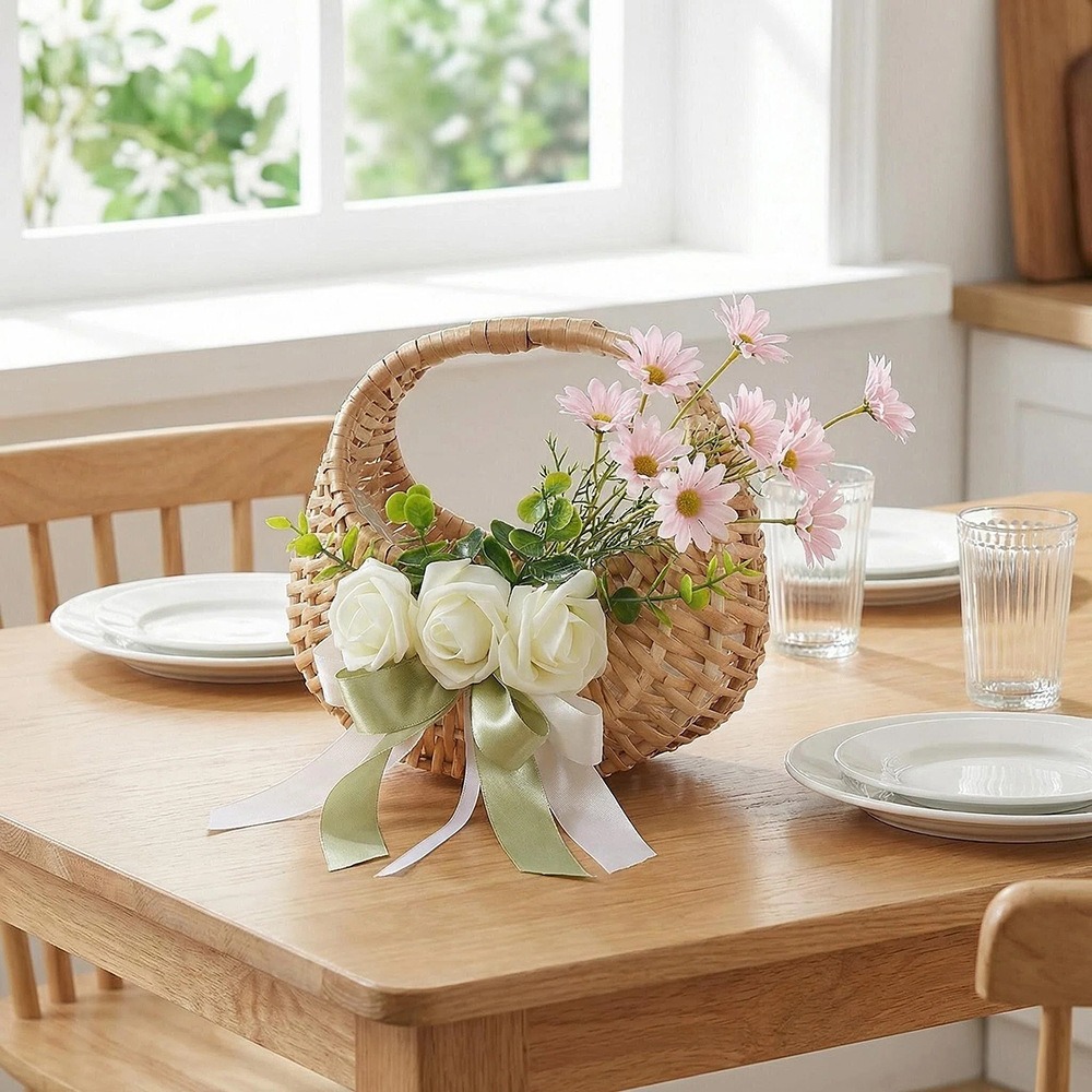 Cesta de flores de rattan com  - Rattan Plant Basket avaliação e preço