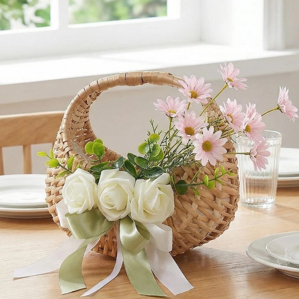 Cesta de flores de rattan com  - Rattan Plant Basket avaliação e preço