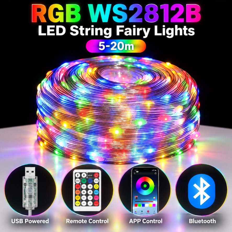 Luzes de Fada LED RGB WS2812B  - Home Decor Free App avaliação e preço