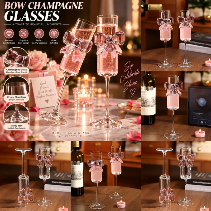 Taças de Vinho com Laço de Cas - Home Decor Y2K avaliação e preço
