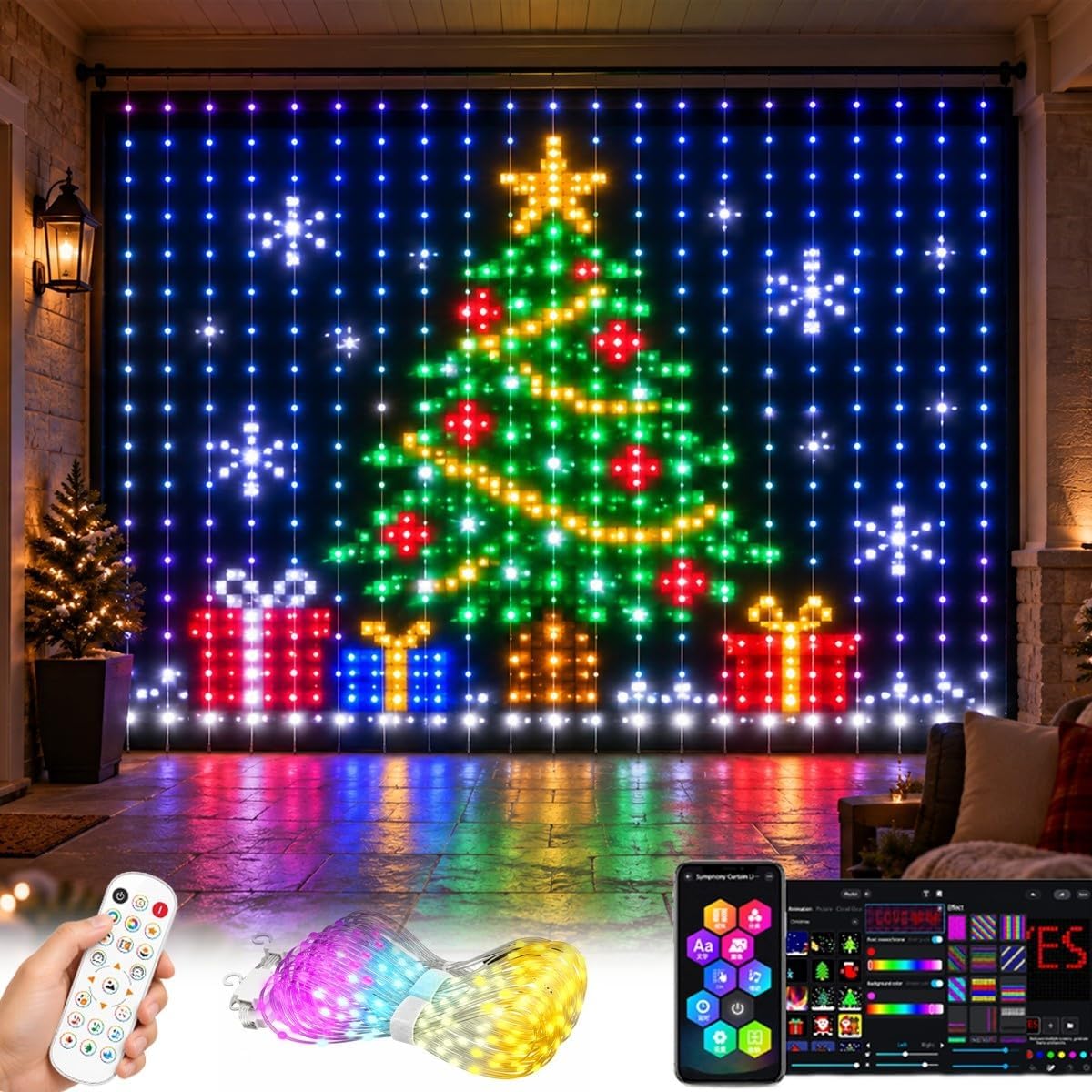 Luzes de Cortina de Natal RGB, - Home Decor Free App avaliação e preço