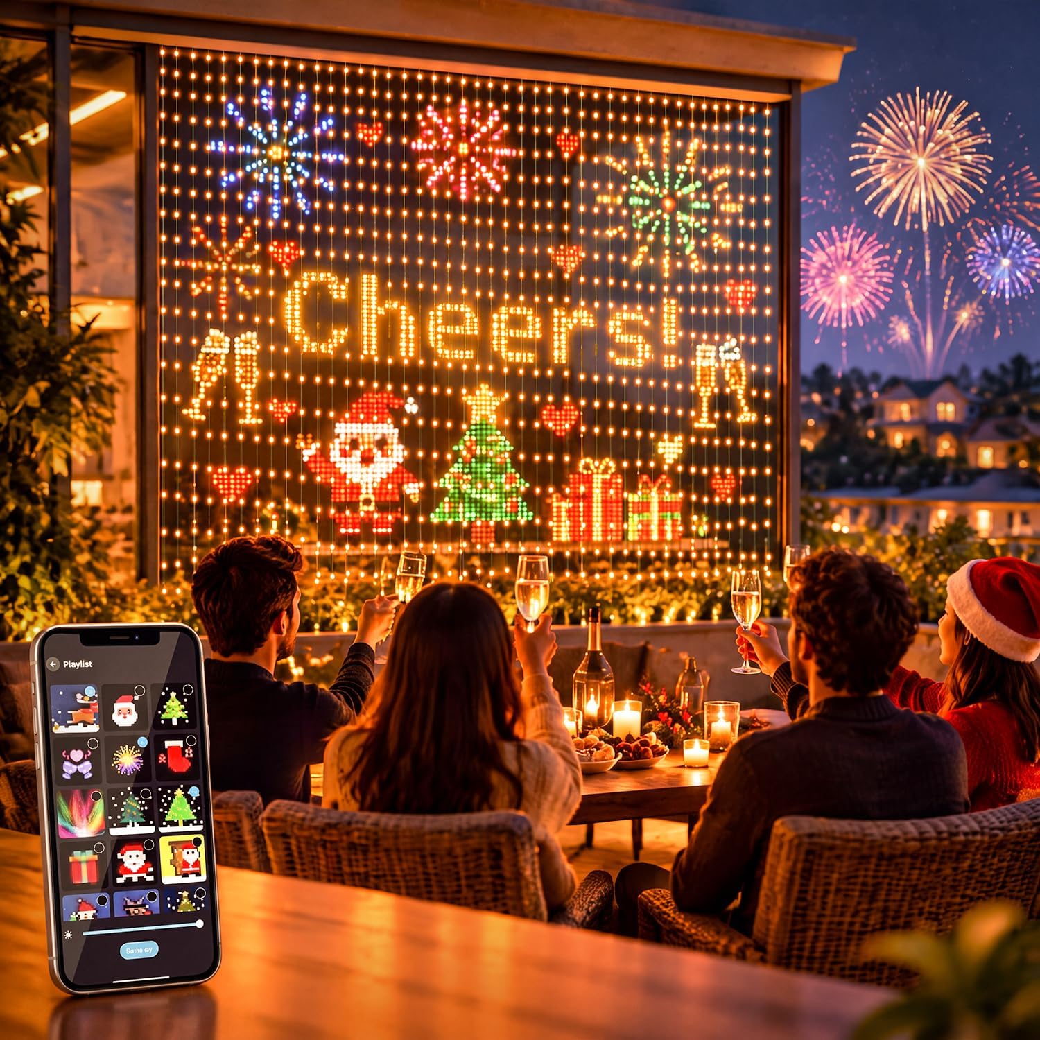 Luzes de Cortina de Natal RGB, - Home Decor Free App avaliação e preço