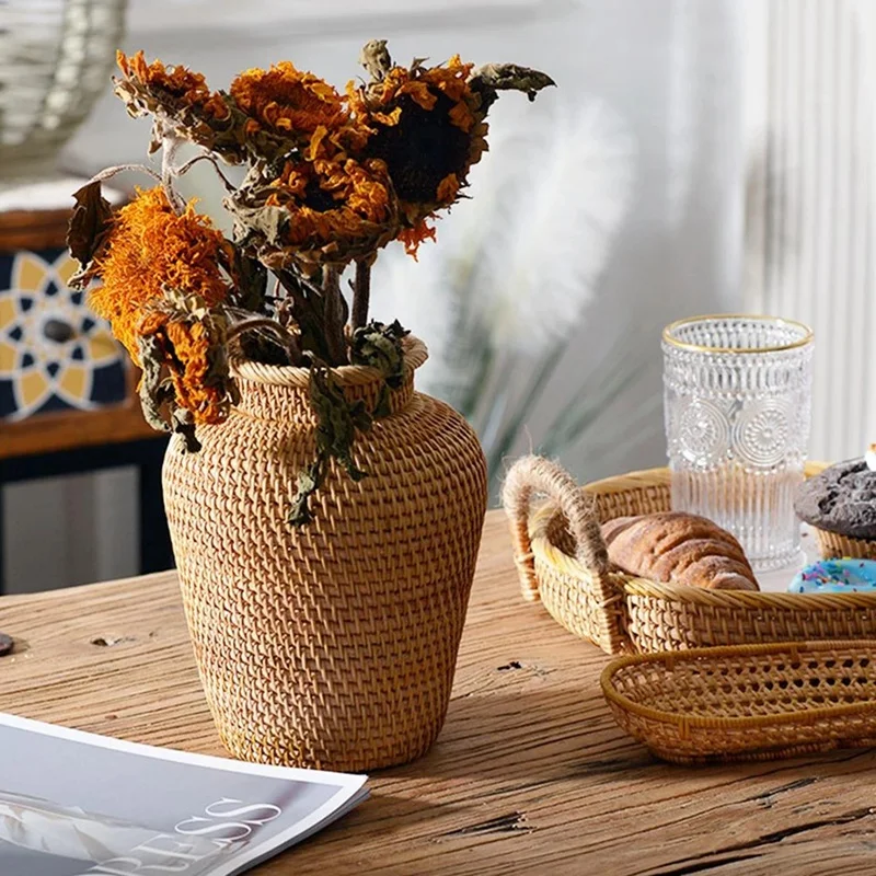 Cesta de vime rattan pendurado - Rattan Plant Basket avaliação e preço