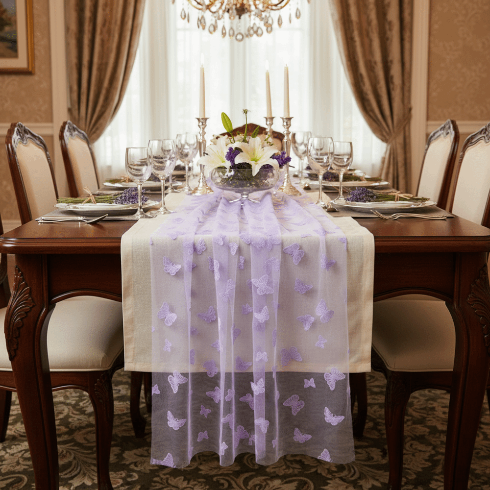 Caminho de Mesa Romântico em T - Linen Table Runner avaliação e preço