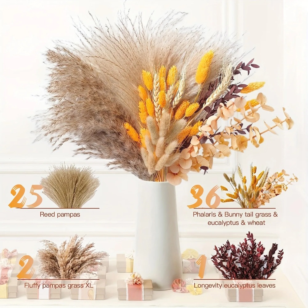Buquê de flores secas naturais - Pampas Grass Decor avaliação e preço