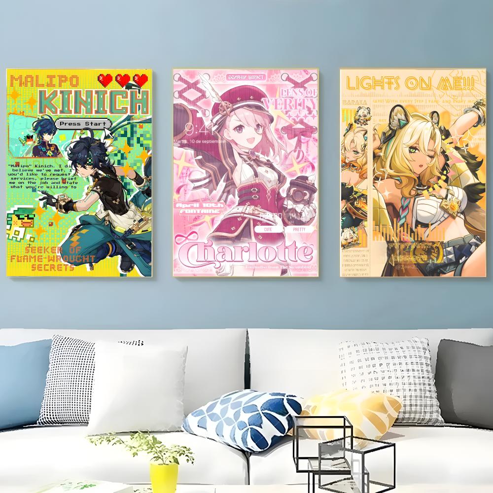 Pôster estilo revista Genshin, - Home Decor Magazine avaliação e preço
