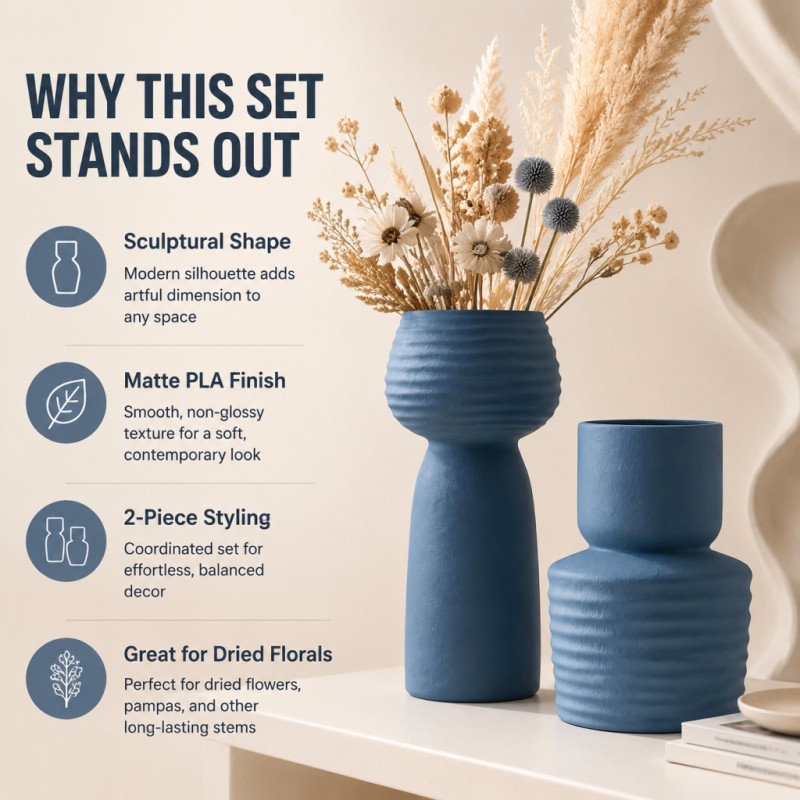 Conjunto de 2 Vasos Azuis Text - Pampas Grass Decor avaliação e preço