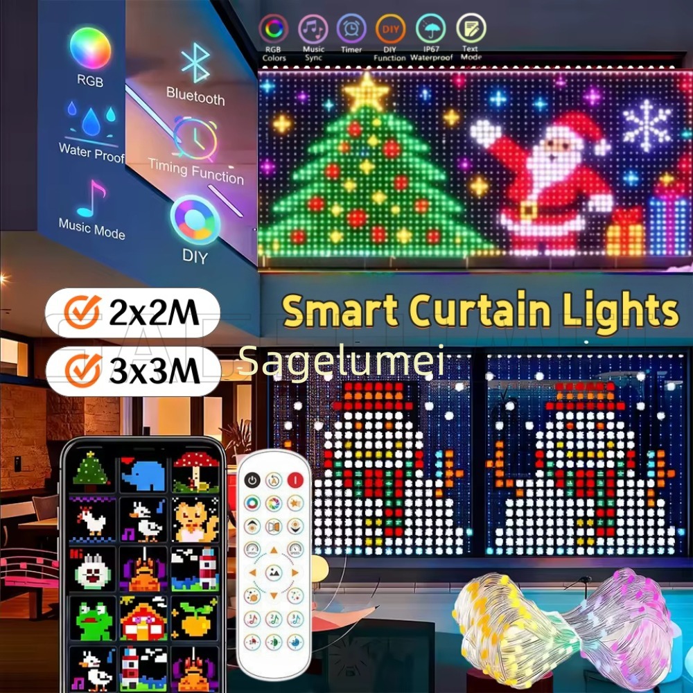 Cortina de luzes LED inteligen - Home Decor Free App avaliação e preço