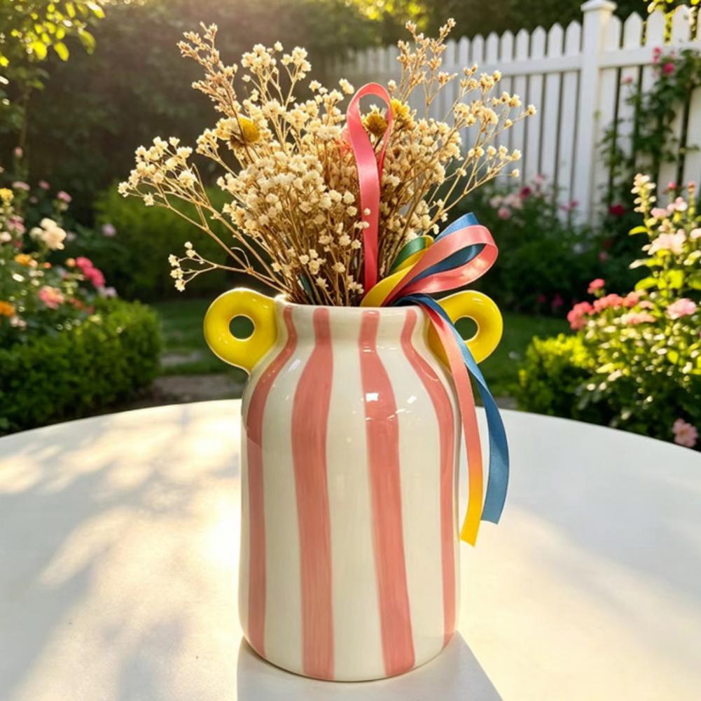 Vaso de Cerâmica Listrado com  - Pampas Grass Decor avaliação e preço