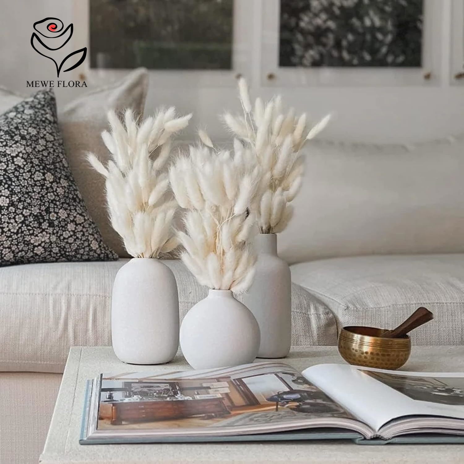 150 pçs branco natural fofo co - Pampas Grass Decor avaliação e preço